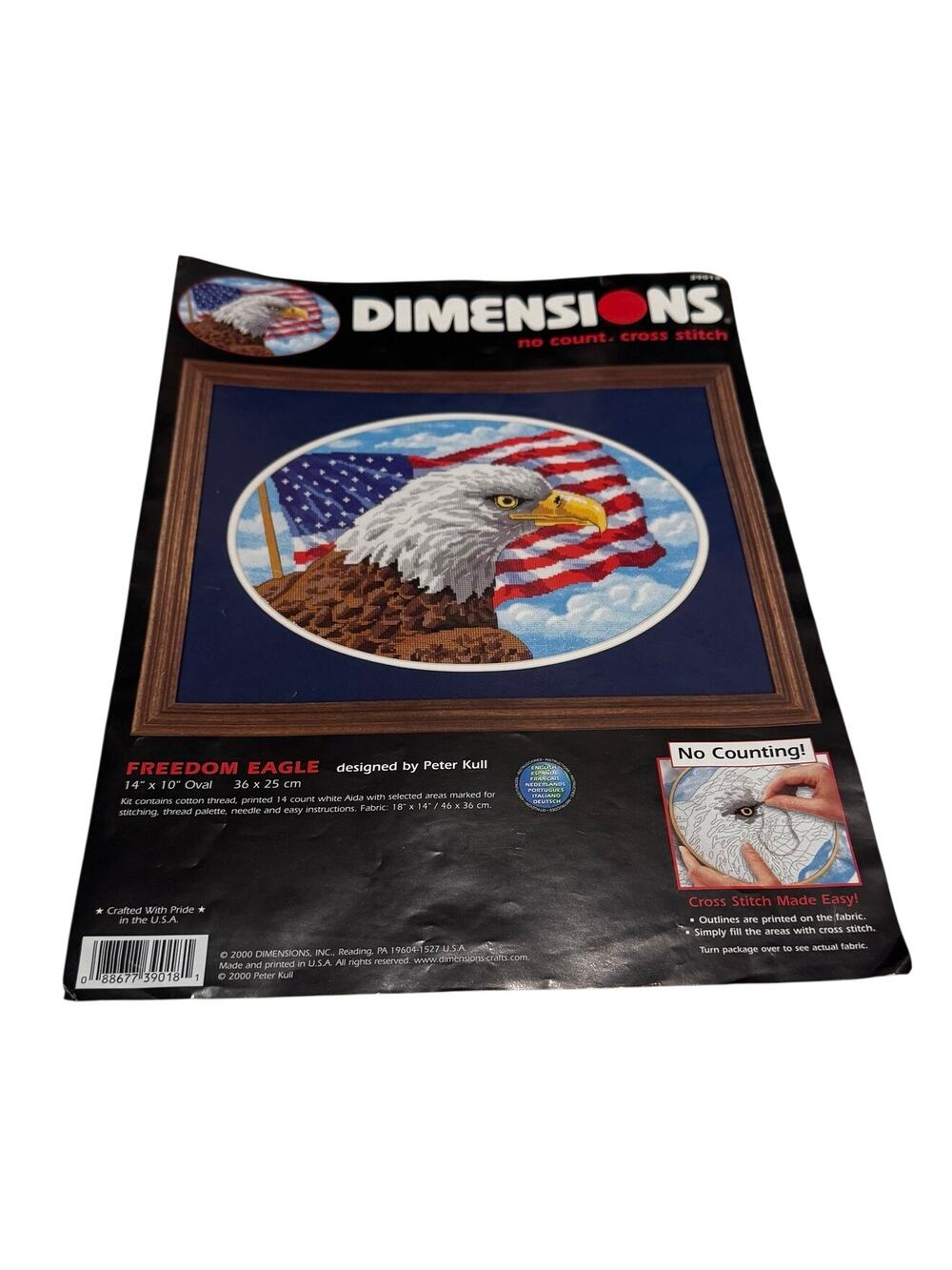 Dimensions 39018 Freedom Eagle 10x14" Stamped Cross Stitch Kit American Flag